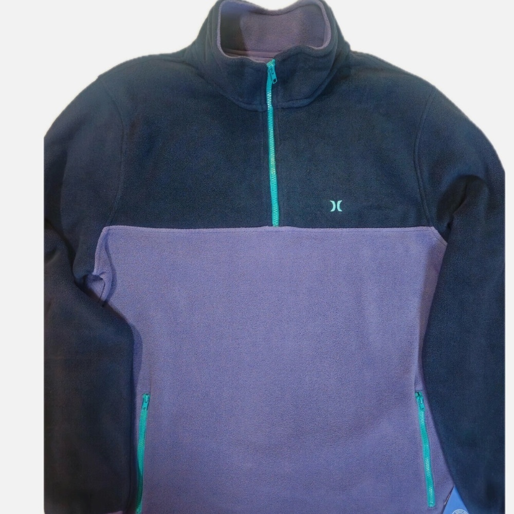 Hurley Jacket Mens XL Purple Fleece 1/4 Zip Pullover Outdoor Pockets Warm NEW‎